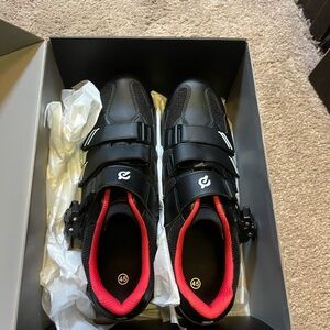 Peloton Black and Red Athletic Cycling Shoes
